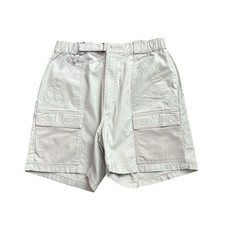 Columbia PFG Mens Fishing Cargo Khaki Shorts Side Elastic Waist Size Small