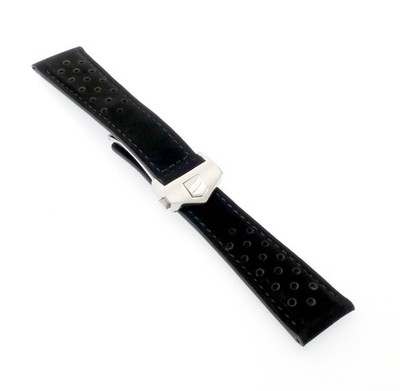 Rallye-Veloursleder Uhrenband Modell Heuer-FS-S schwarz 22/18 mm, komp TAG Heuer