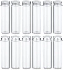 12PCS 50Ml / 1.7Oz Glass Spice Jars, Transparent Spice Containers with Aluminum