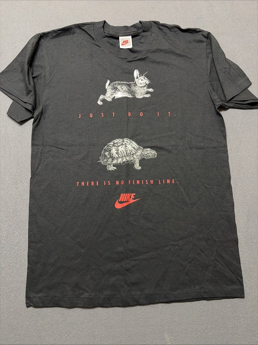 NWT Vintage 90s Nike Tortoise Hare T Shirt There Is No Finish Line Deadstock L View 2