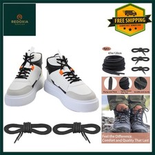 Black Round Heavy Duty Boot Shoelaces 120cm 2 Pairs