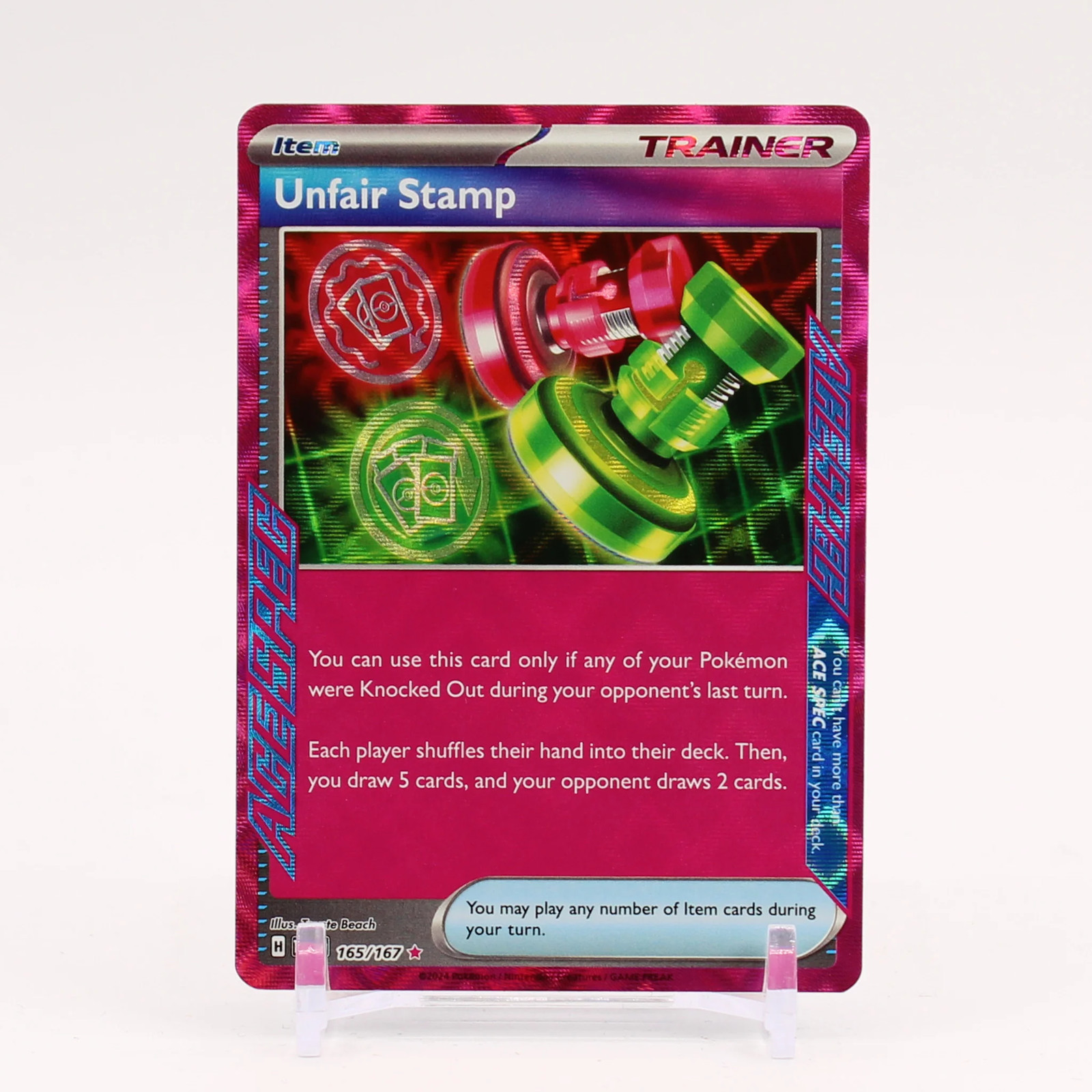 Unfair Stamp - 165/167 Twilight Masquerade ACEPSEC Rare Trainer - NM/MINT