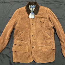 New Polo Ralph Lauren Men's Suede Leather Single-Breasted Jacket Brown Sz. L
