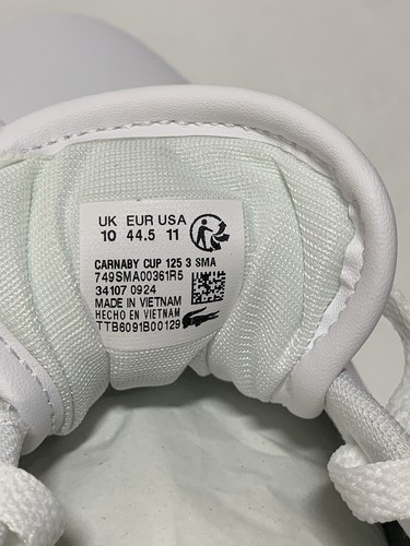 Lacoste Sneakers Leather Tennis Shoes White Carnaby Cup Men’s 11 New - Picture 4 of 10