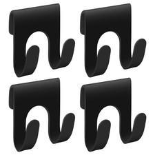 4Pcs Black Shower Caddy, Metal Shelf Basket Rack with Double Hooks for Loofah Sp