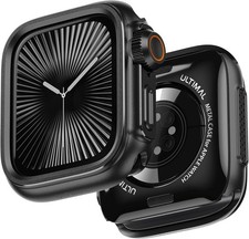 Rugged Shockproof Metal Case for Apple Watch Series 11/10 46mm - Black Cover