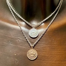 Dodo Pomellato Collana Argento Oro Giallo 18kt Ciondolo Moneta Oro Rosa Corona