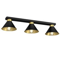Deckenleuchte Schwarz Gold 3 Flammig Metall E27 Deckenlampe Wohnzimmer Rian