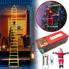 LED Leiterlichter mit Weihnachtsmann Weihnachtsbeleuchtung 8Modi für Innen Außen