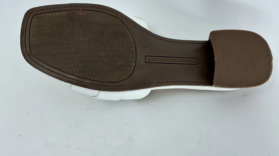 Sandalias deslizables Tommy Hilfiger Meliei de tacón ancho para mujer - blancas Foto 3 de 4