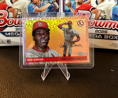 2025 Topps Chrome Platinum Bob Gibson Rose Gold Mini-Diamond /75 Cardinals
