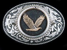 SJ03110 VINTAGE 1970s  AMERICAN BALD EAGLE  ART COMMEMORATIVE BELT BUCKLE