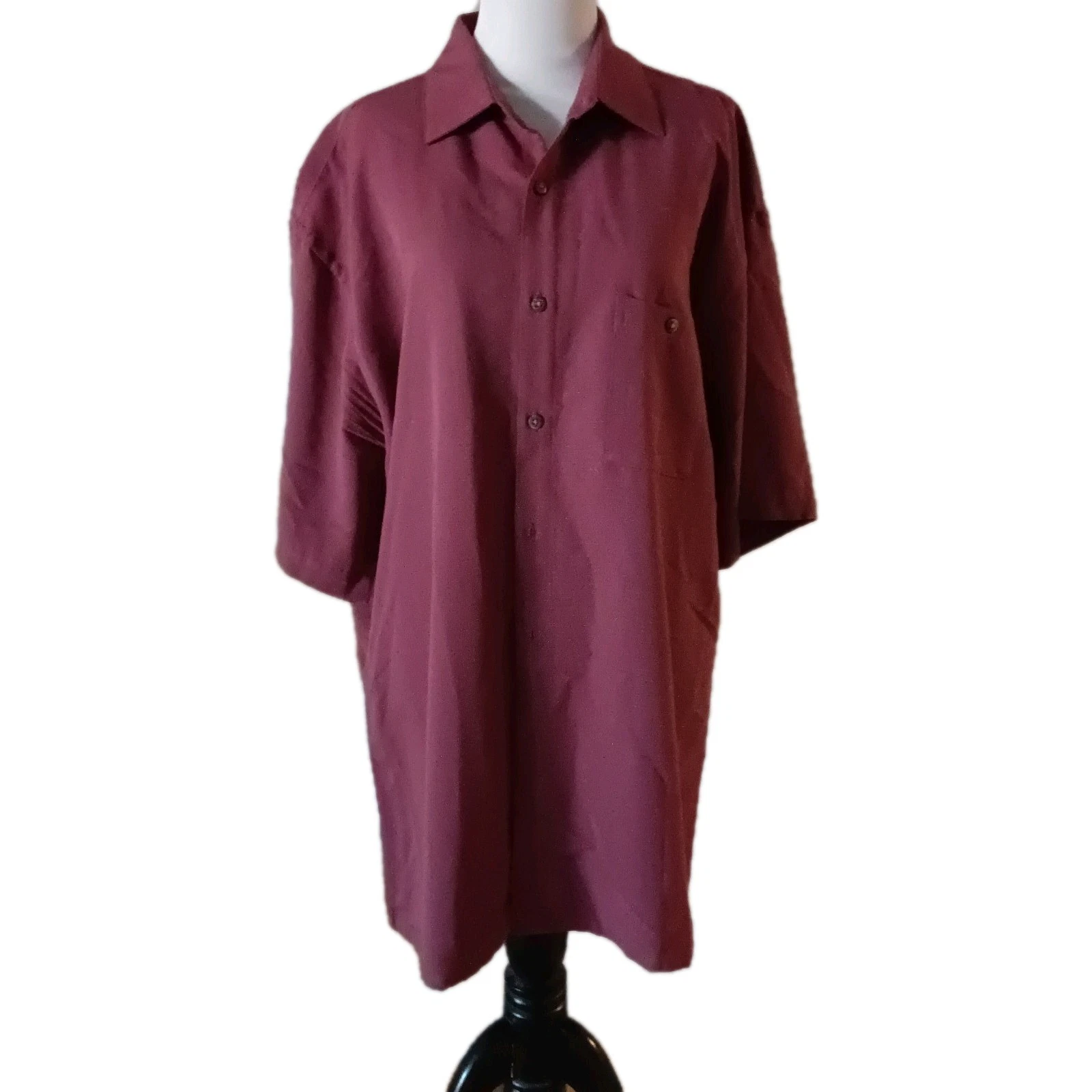 Maroon Campia Moda Short Sleeve Button Up Size L Wedding Summer Vacation Cruise