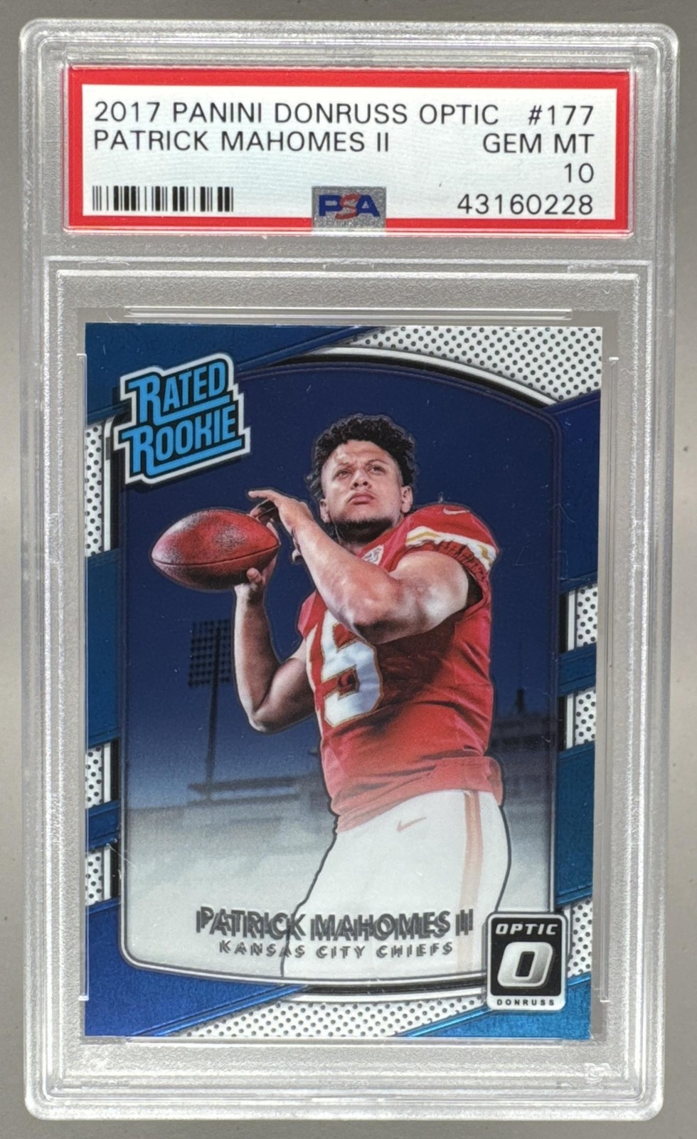 Patrick Mahomes II 2017 Panini Donruss Optic #177 RC Rated Rookie PSA 10