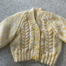 Babies Hand Knitted Cardigan Birth To 3 Months.
