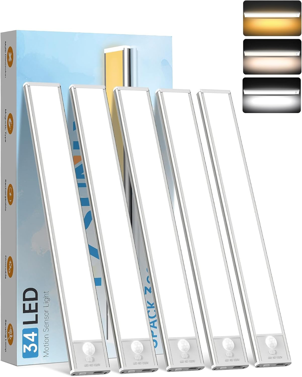 5 Luci LED Sottopensile Cucina 20cm 3 Colori | Illuminazione Magnetica