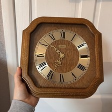 Vintage Hermle German Quartz Wooden Wall Clock 1980s 1990s Working Order