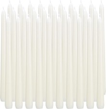 30 pack ivory taper candles, 10 inch h dripless, unscented dinner ca