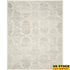 Hand-Tufted Wool Geometric Area Rug Cotton Backing Modern Home Decor 2'x3' New