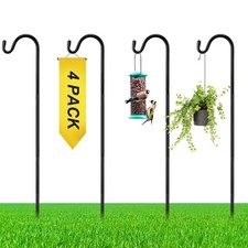 4 Pcs 45 Inch Shepherds Hook for Outdoor Adjustable Bird Feeder Pole Metal St...