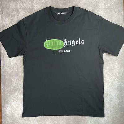 Palm Angels Milano Green Spray Logo T-shirt Size Large