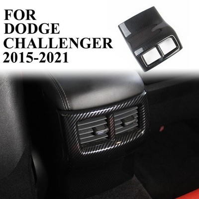 Carbon Style Rear Armrest Box A/c Vent Cover Trim For Dodge Challenger 2015+