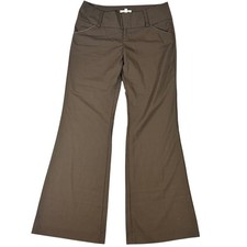 Alice + Olivia Brown Virgin Wool Flare Leg Trousers Pants Size 12 Fits 38x32