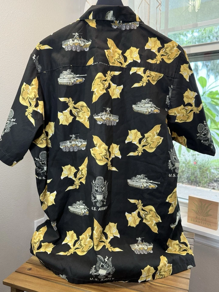 Kamp Shirt By Eagle Cresting Men’s Sz XL Army Button Down Polo Black And Gold Foto 2 de 4