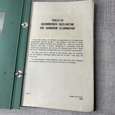 Kodak Tables Of Recommended Safe lighting For Darkroom Illumination Data Sheets