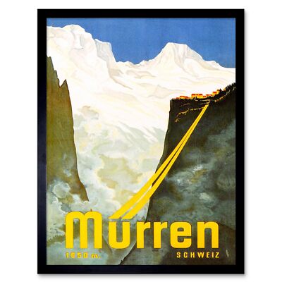Travel Murren Switzerland Snow Mountain Alpine Resort Ski 12X16 Framed Art Print