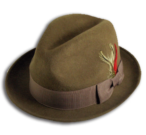 Cappello Trilby Uomo 100% Lana Fedora Nero Cachi Marrone Grigio Navy S M L XL LH1 - Foto 8 di 16