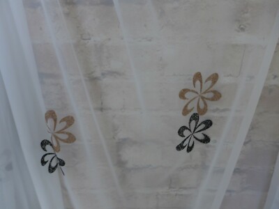 Gardine Stores ca. 280cm hoch zum selber nähen  weiß Blumen Meterware 246328