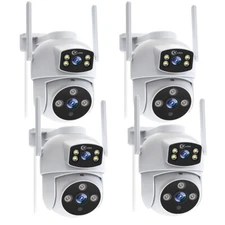4Pack 8MP WiFi Cameras Wireless Security Camera System 360° Auto Track Dual Lens
