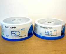 (Lot of 2) 30-pk & 15-pk Memorex Blu-Ray Discs BD-R 4X 25GB (45 disks total) NEW