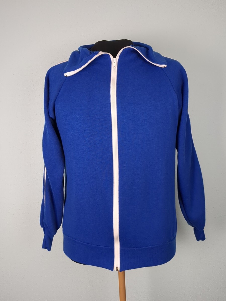 Vintage Mens Sears Tracksuit Jacket Sweatshirt Blue White Sz Large