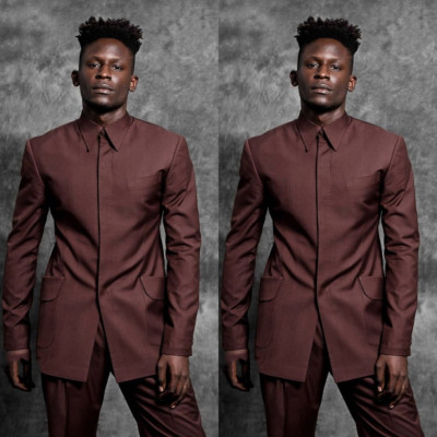 Burgundy Men's Suit Party Wedding Hosting Jacker Coat Prom Formal Causal 2Pcs