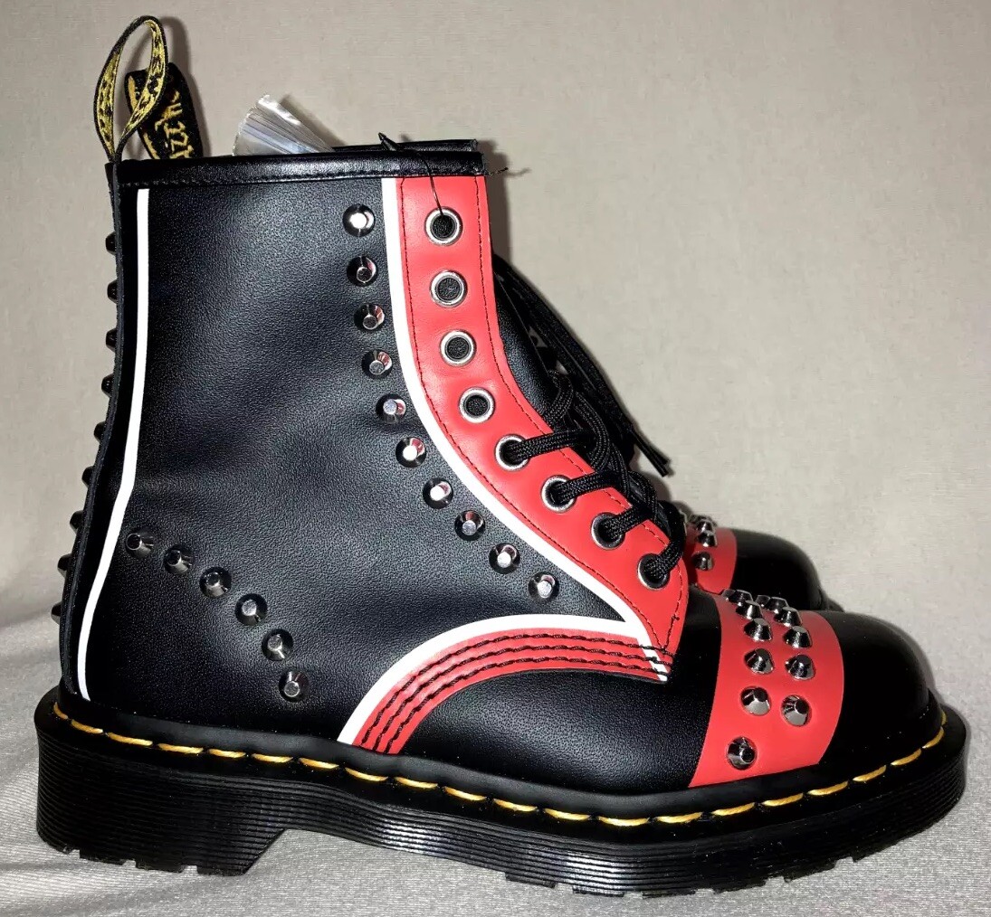Dr Martens 1460 Stud Black/Red Boots M 4/ W
