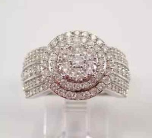 Real Moissanite 3Ct Round Cut Cluster Engagement Mens Ring 14K White Gold Plated