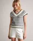 Ted Baker London Lauryin Check Cap Sleeve Crop Sweater - Size 1