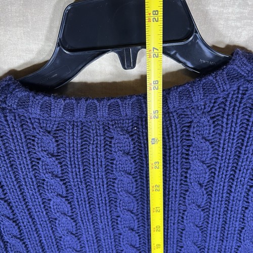 Lands End dunkelblau 100 % Baumwolle Grobstrick Zopfmuster Fischer Pullover Größe S 6-8 - Bild 7 von 7