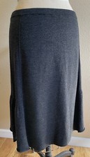 Eileen Fisher Merino Wool Gray Skirt Medium EUC A-Line Pleated Side Hem