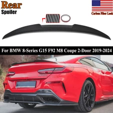 For BMW 8 Series G15 F92 Coupe 19-23 Rear Trunk Spoiler Wing Carbon Pattern ABS