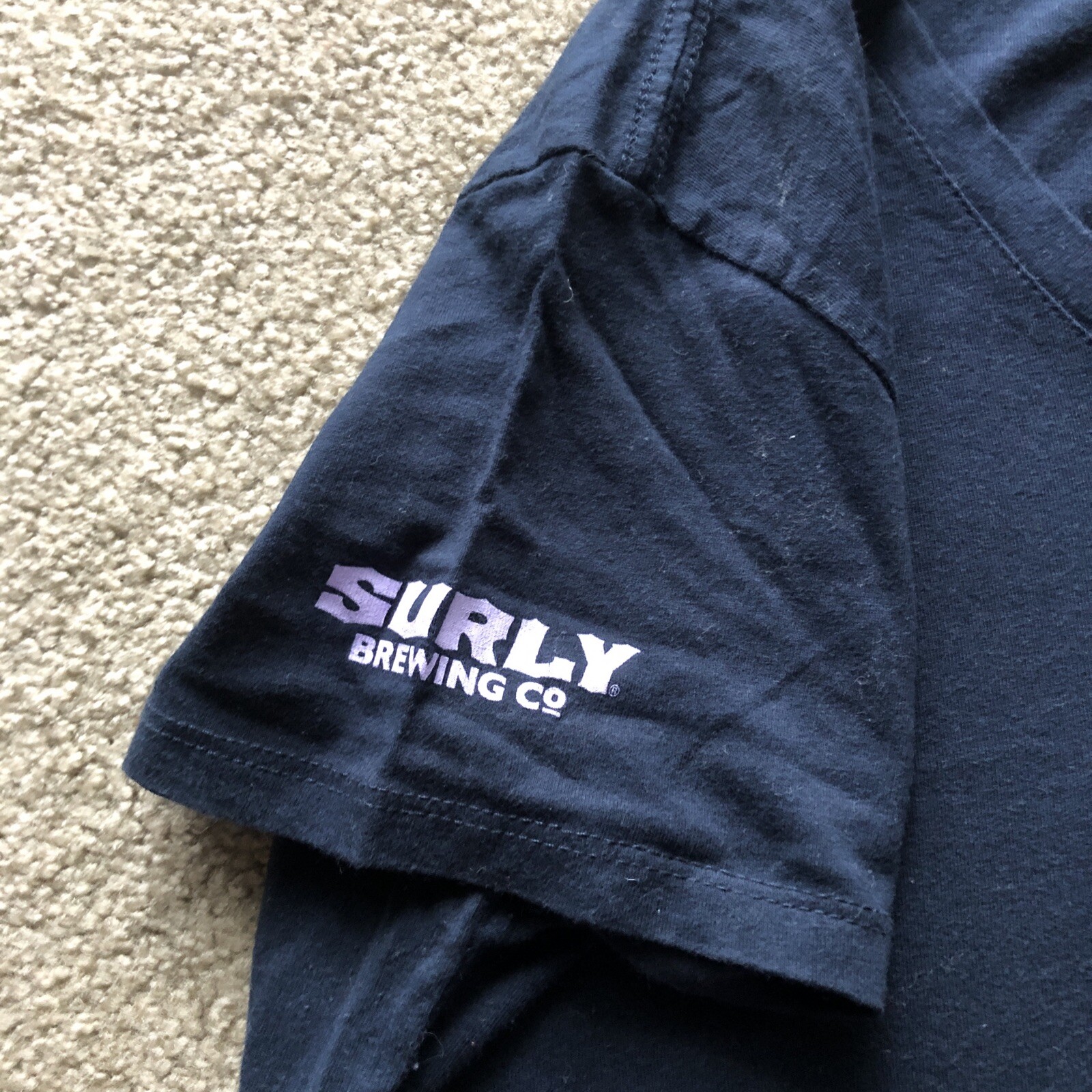 Surly Brewing Company Navy Blue Womens XXL Tshirt Fitted Lavendar Minneapolis MN