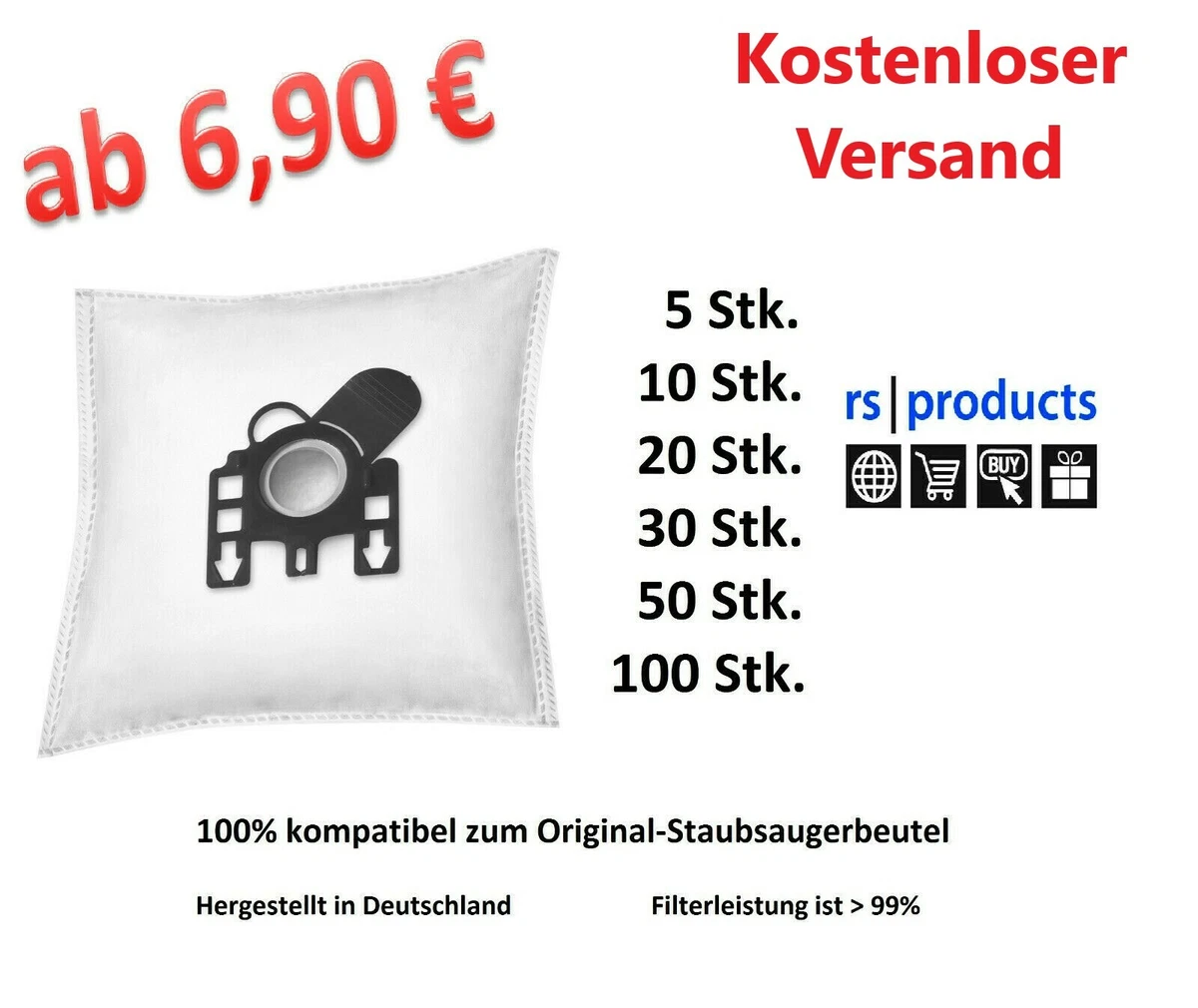 Staubsaugerbeutel kompatibel zu SWIRL M 40, M40, MENALUX 3101 | eBay 