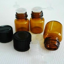 100Pcs 1ml Amber Glass Bottles Essential Oil Brown Bottles Vials With Screw Caps