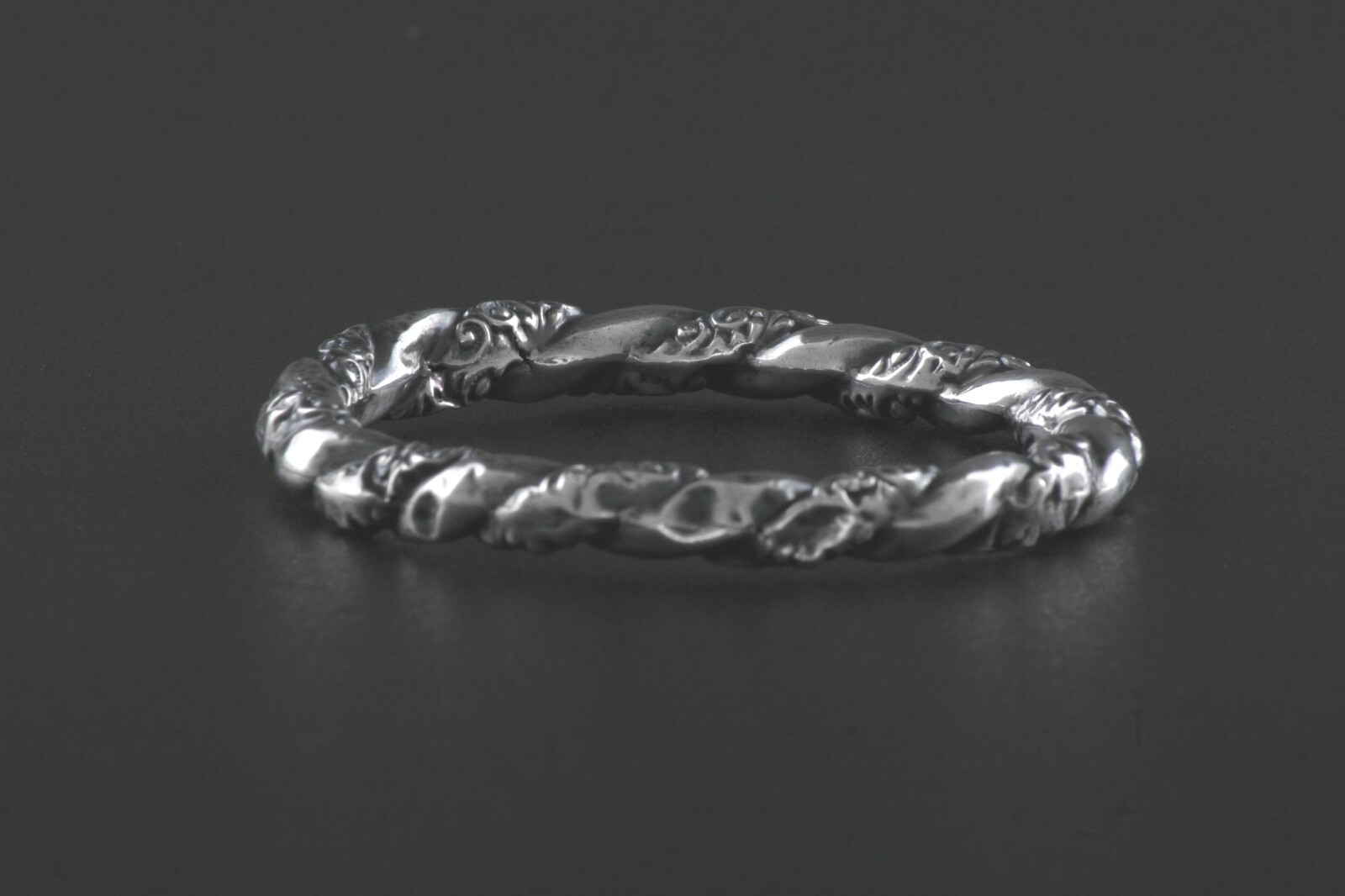 1850s Victorian Repousse Sterling Silver Hallow Brace… - Gem