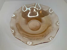 Vintage Depression Glass Bowl Large Jeanette Floragold Loisa Iridescent **READ**