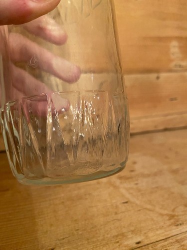 Antique Unique Diamond Design Clear Bottle Mason Jar Screw Top 6" - Picture 5 of 7