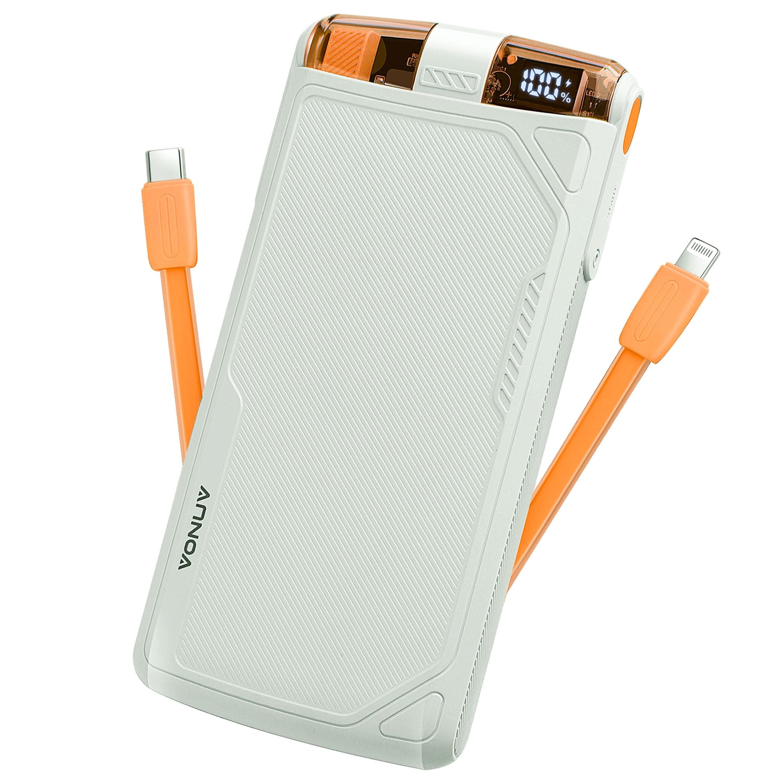 10000mAh Portable Charger with Built-in Cables, 22.5W QC 3.0 & 20W PD Fast Charging