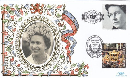 Queen Elizabeth Jubilee Coronation DOUBLED Benham FDC #2 2002 /03 5/125 (137981)
